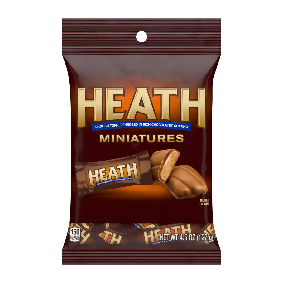 HEATH Miniatures Chocolatey English Toffee Candy Bars, 4.5 oz bag - Front of Package
