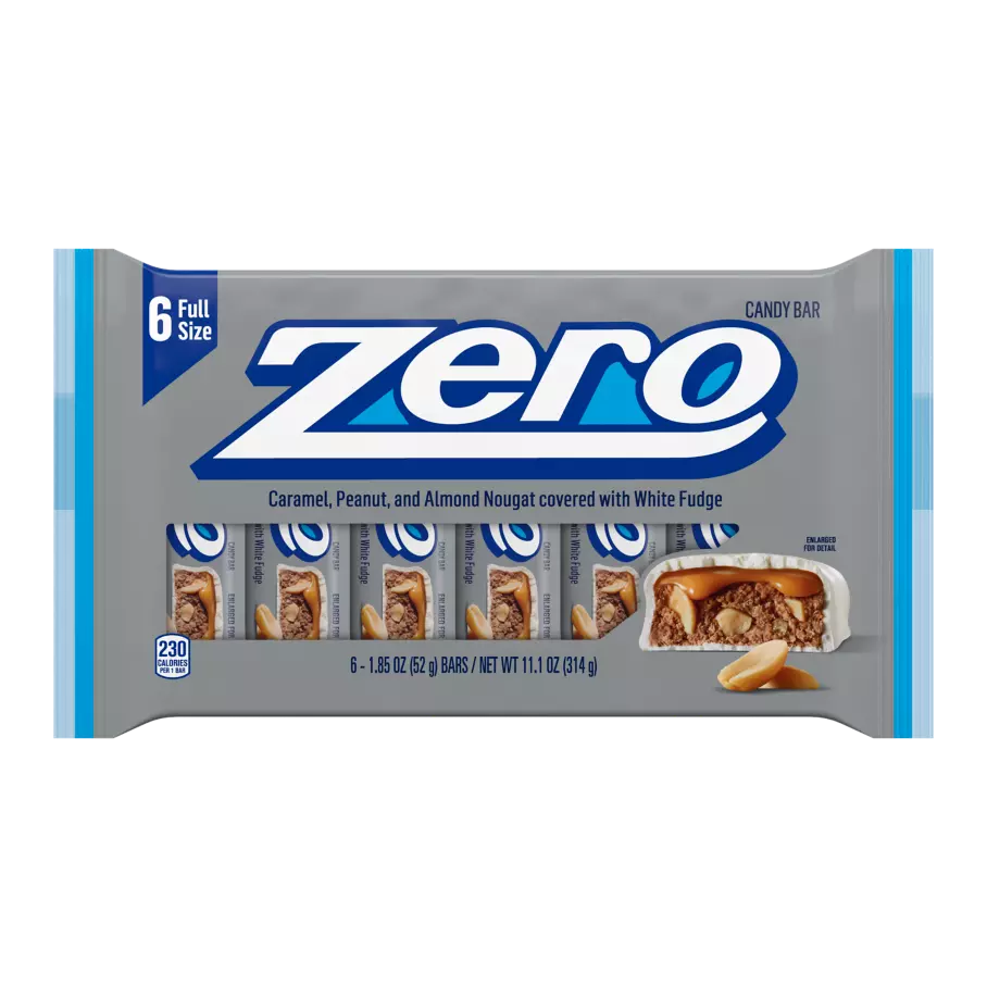 ZERO Candy Bars, 1.85 oz bag, 6 pack - Front of Package