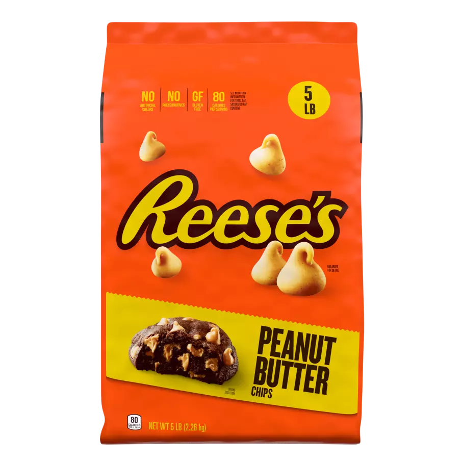 REESE'S Peanut Butter Chips, 30 lb box, 6 bags - Front of Individual Package