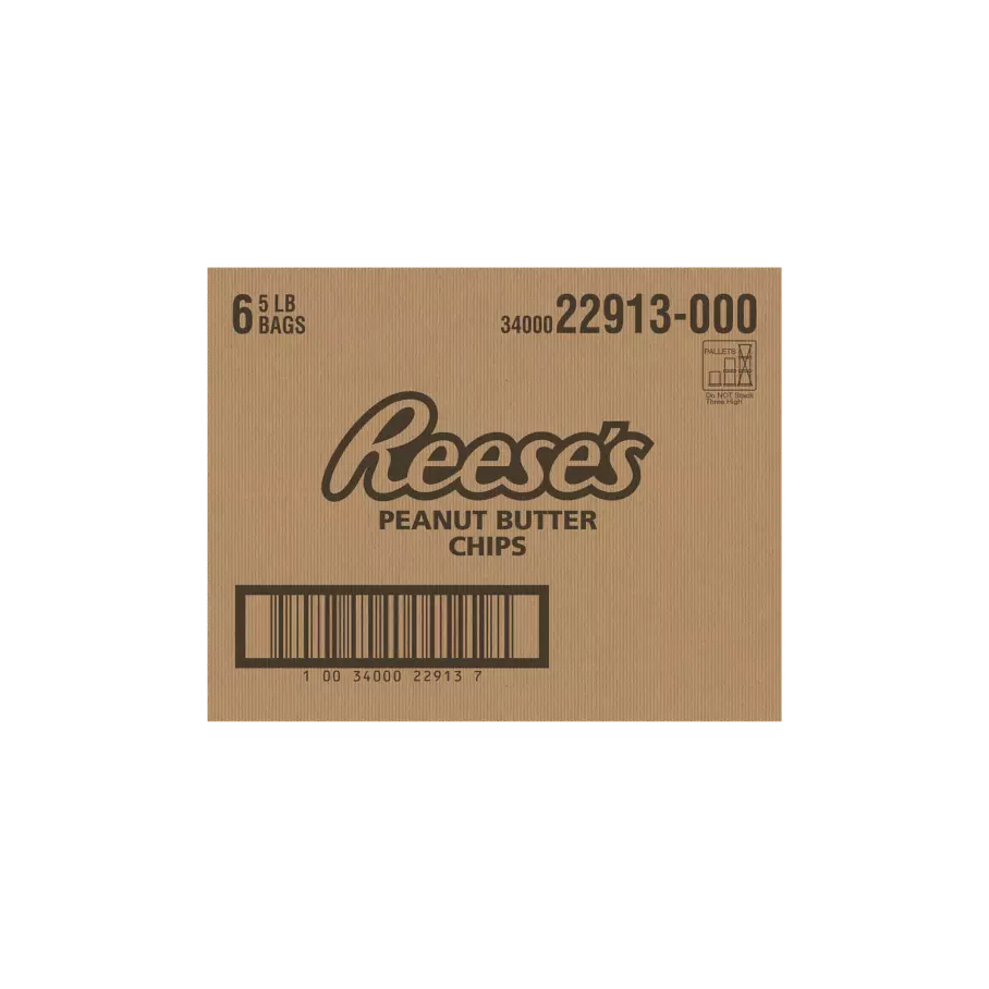 REESE'S Peanut Butter Chips, 30 lb box, 6 bags - Back of Package