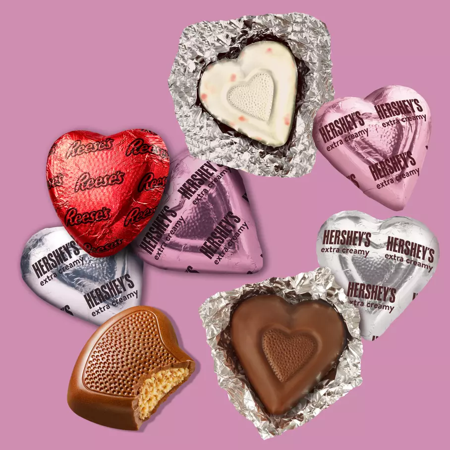 Hershey Hearts Assortment, 14.2 oz bag - Out of Package