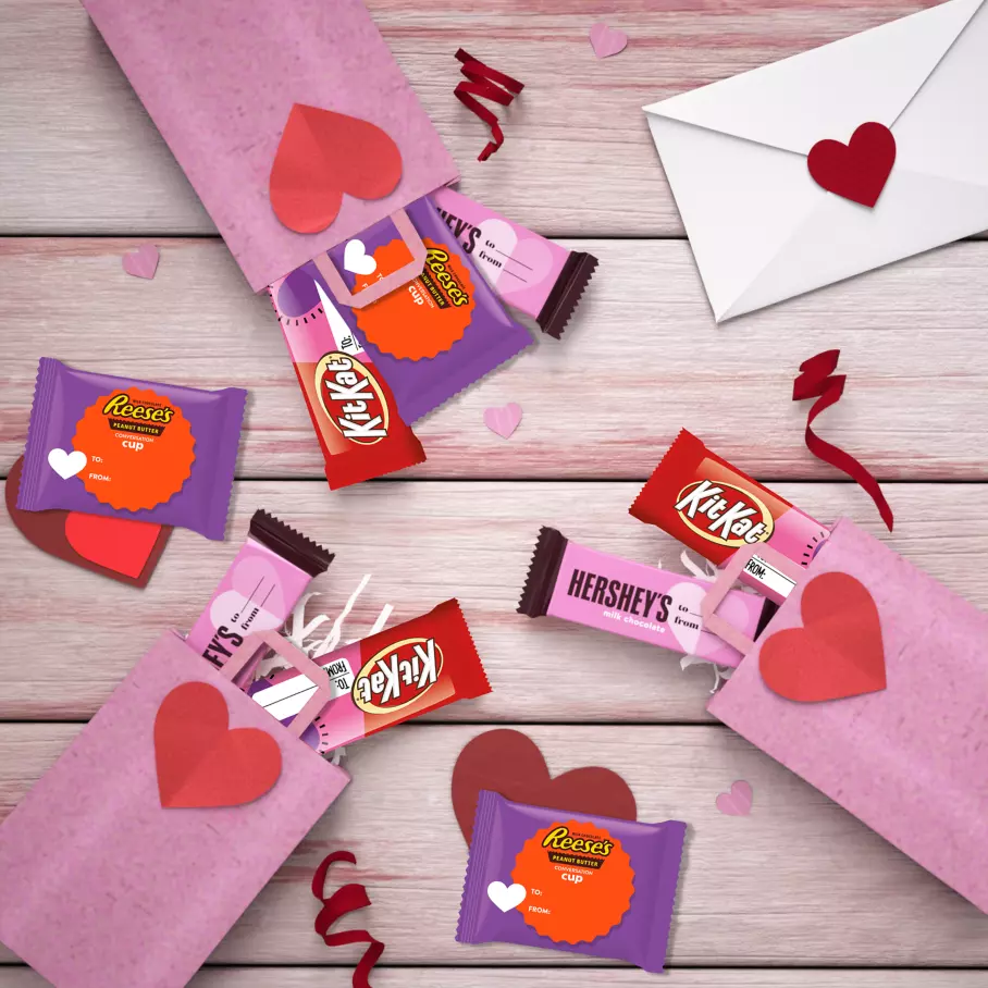 small gift bags filled with hershey valentines exchange snack size assorted candy