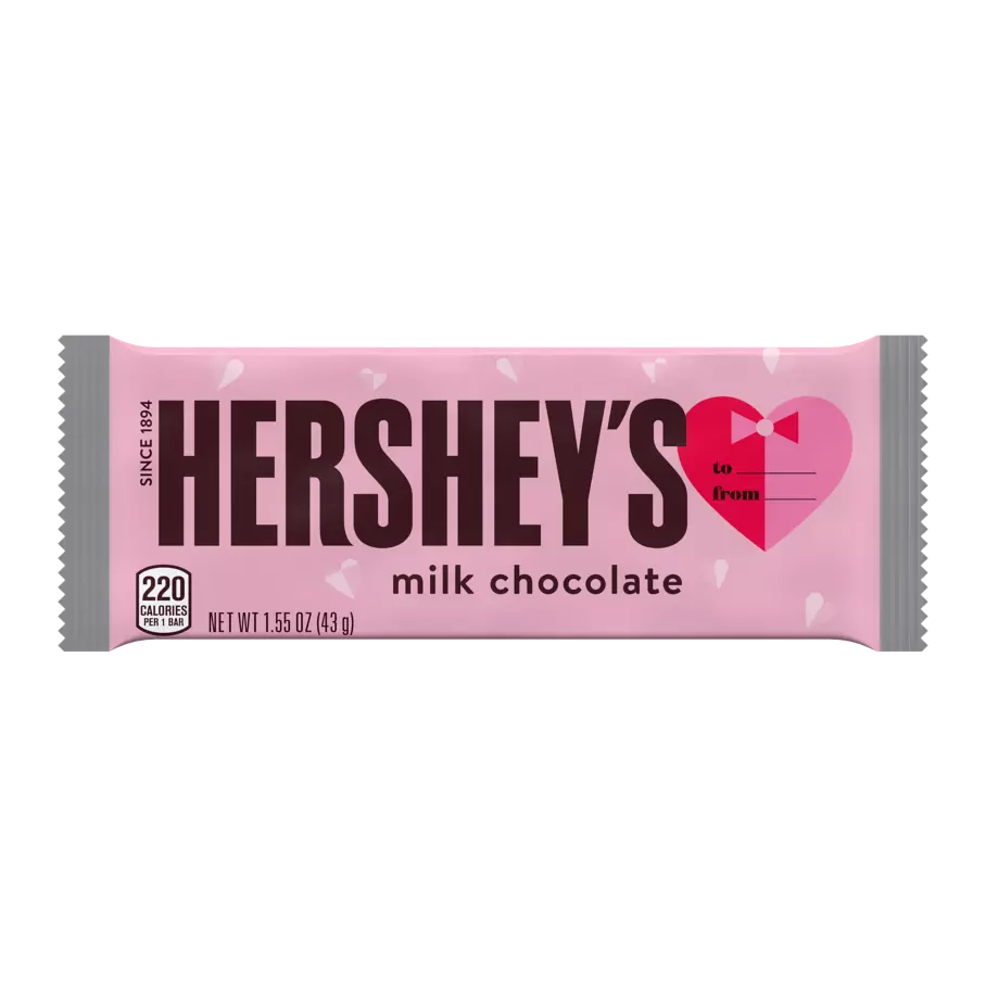 HERSHEY'S Valentine's Exchange Milk Chocolate Candy Bars, 1.55 oz, 6 pack - Out of Package