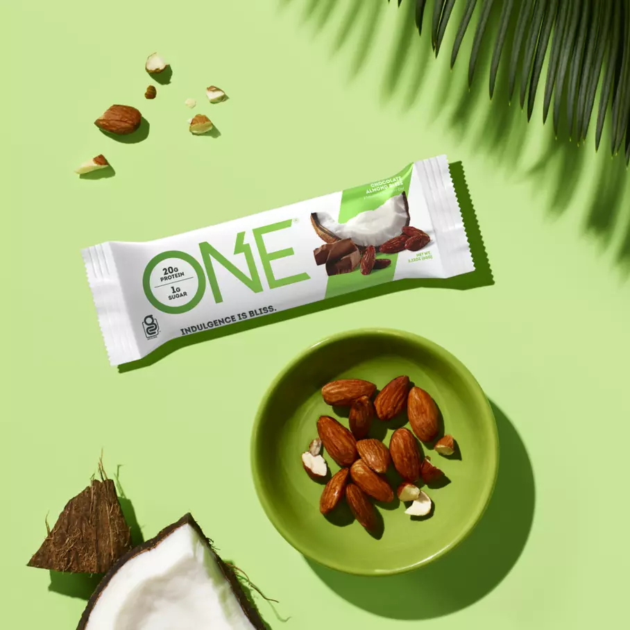 ONE BARS Chocolate Almond Bliss Flavored Protein Bar, 2.12 oz - Lifestyle