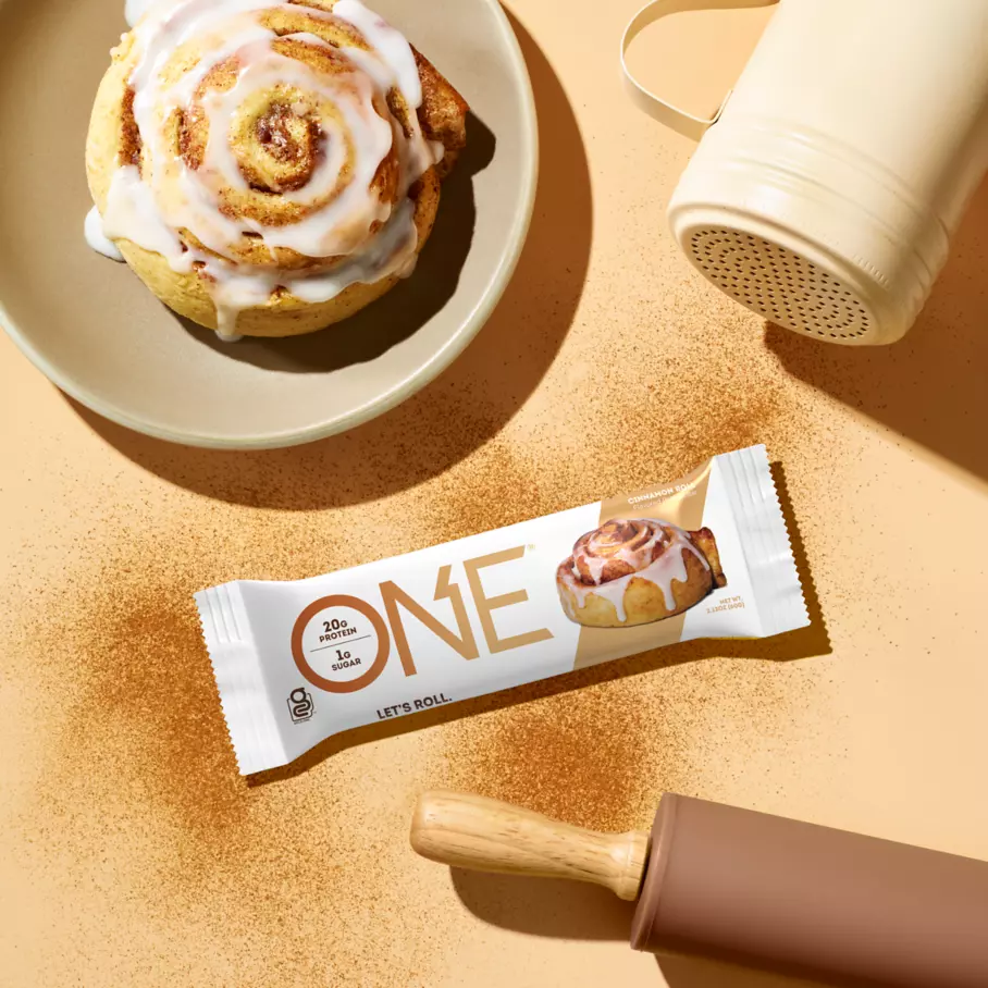 ONE BARS Cinnamon Roll Flavored Protein Bar, 2.12 oz - Lifestyle