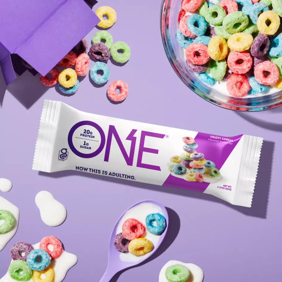 ONE BARS Fruity Cereal Flavored Protein Bar, 2.12 oz - Lifestyle