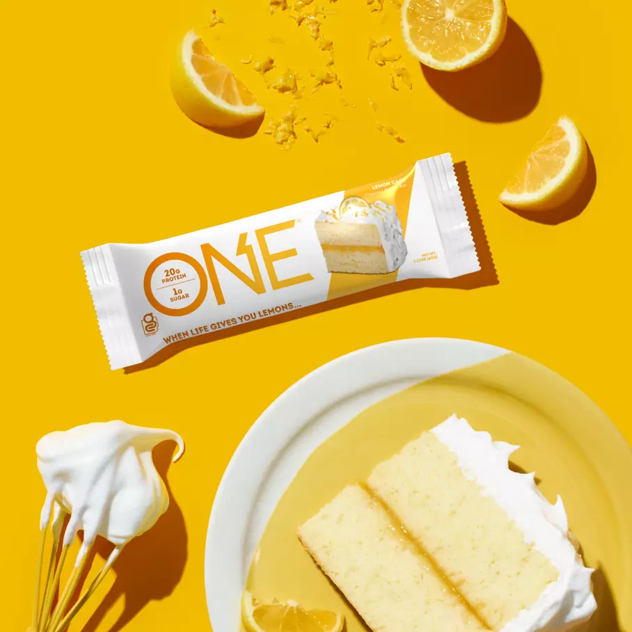 ONE BARS Lemon Cake Flavored Protein Bars, 2.12 oz, 12 count box - Lifestyle