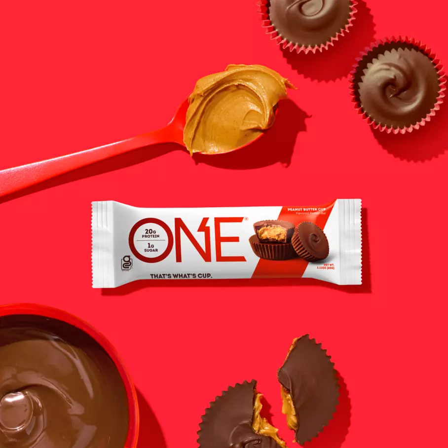 ONE BARS Peanut Butter Cup Flavored Protein Bar, 2.12 oz - Lifestyle