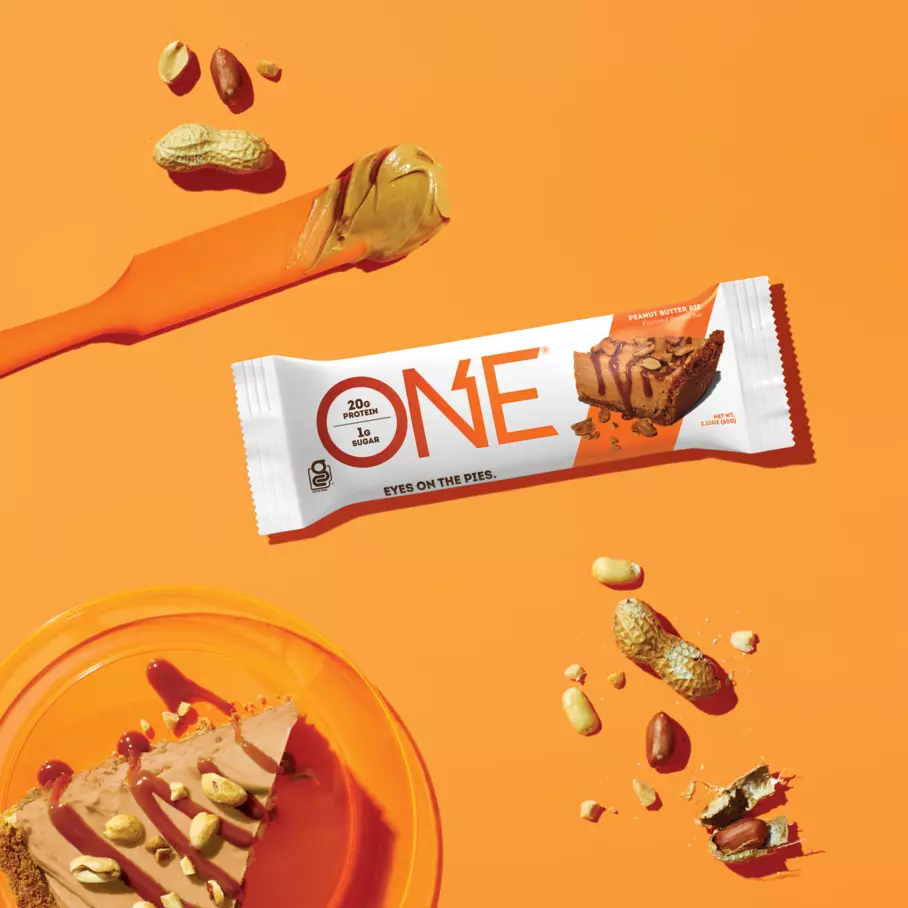 ONE BARS Peanut Butter Pie Flavored Protein Bars, 2.12 oz, 12 count box - Lifestyle