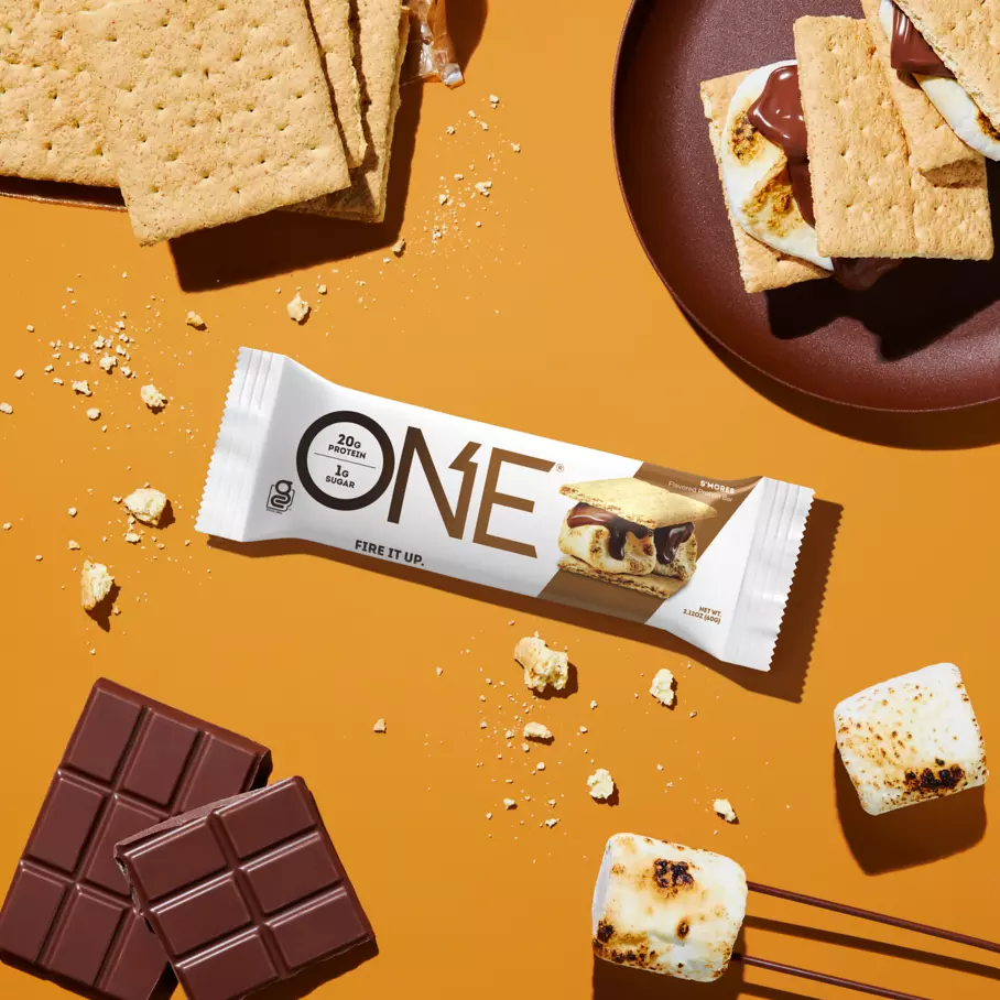 ONE BARS S'mores Flavored Protein Bars, 2.12 oz, 4 count box - Lifestyle