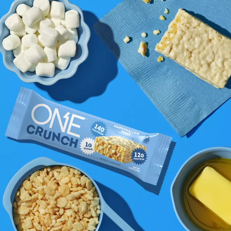 ONE CRUNCH Marshmallow Treat Flavored Protein Bars, 1.41 oz, 12 count box - Lifestyle