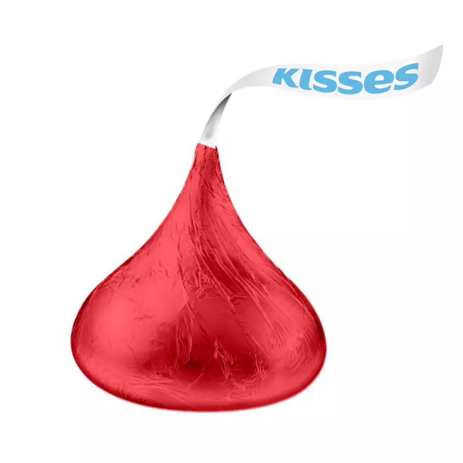 HERSHEY'S KISSES Valentine's Milk Chocolate Candy, 2.24 oz cane - Out of Package