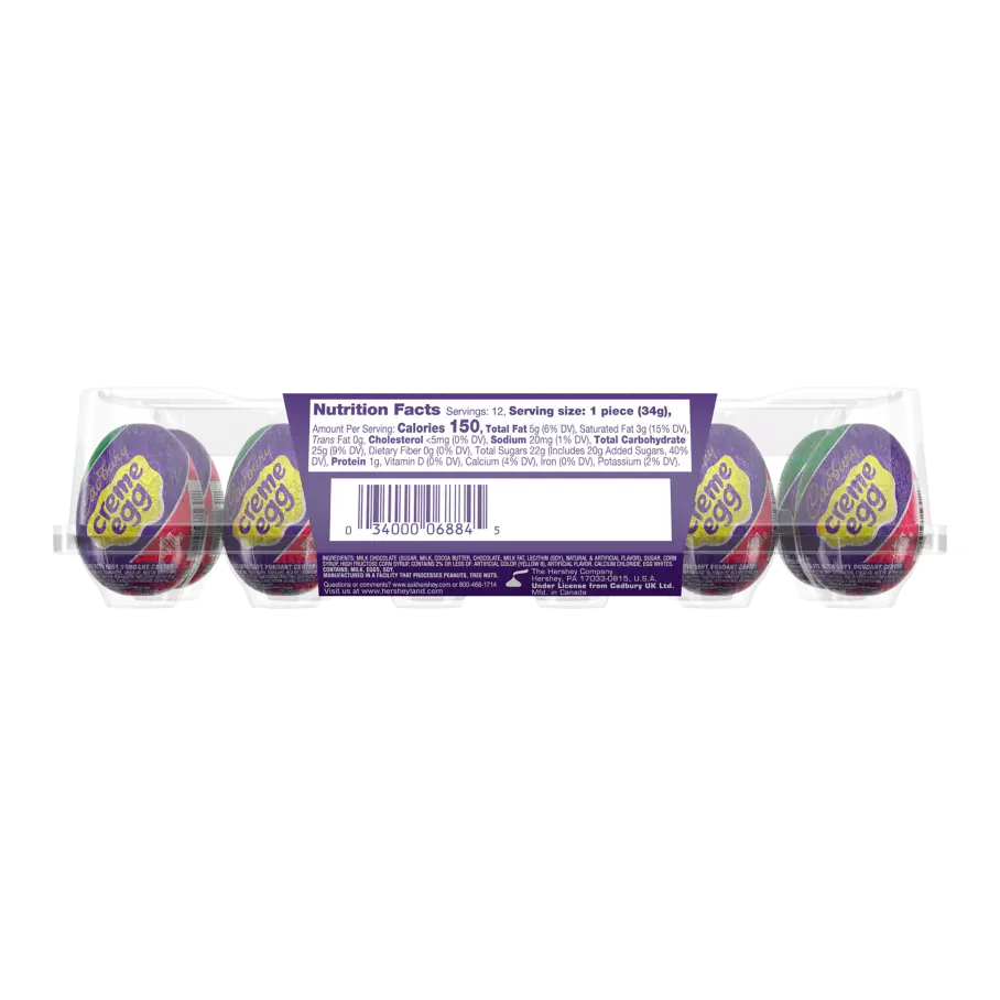 CADBURY CREME EGG Easter Milk Chocolate Eggs, 14.4 oz carton, 12 pack - Back of Package