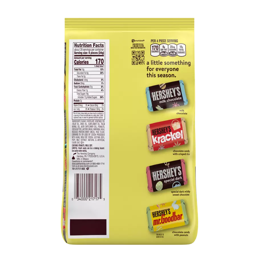 HERSHEY'S Easter Miniatures Assortment, 33.9 oz bag - Back of Package