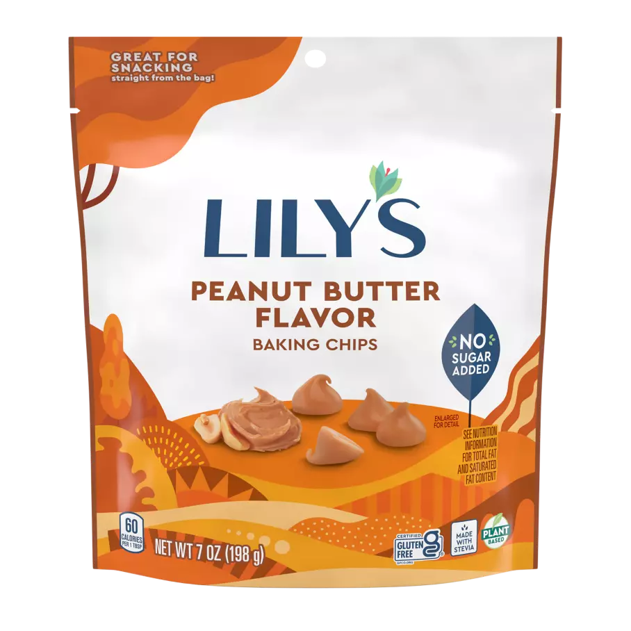 LILY'S Peanut Butter Flavor Baking Chips, 7 oz pouch - Front of Package