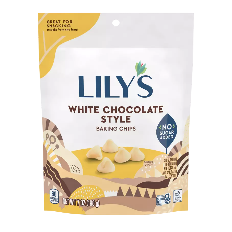 LILY'S White Chocolate Style Baking Chips, 7 oz pouch - Front of Package