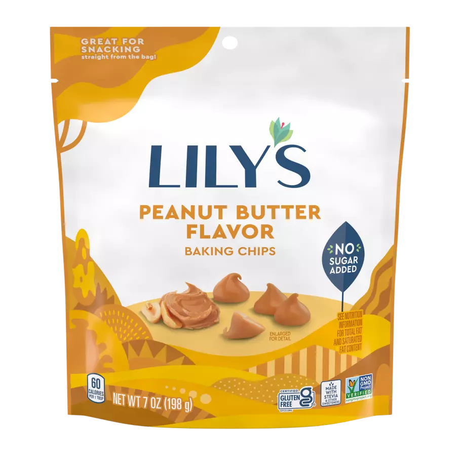 LILY'S Peanut Butter Flavor Baking Chips, 7 oz pouch - Front of Package
