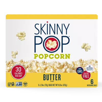 Skinny Pop Butter Microwave Popcorn, 3 pack