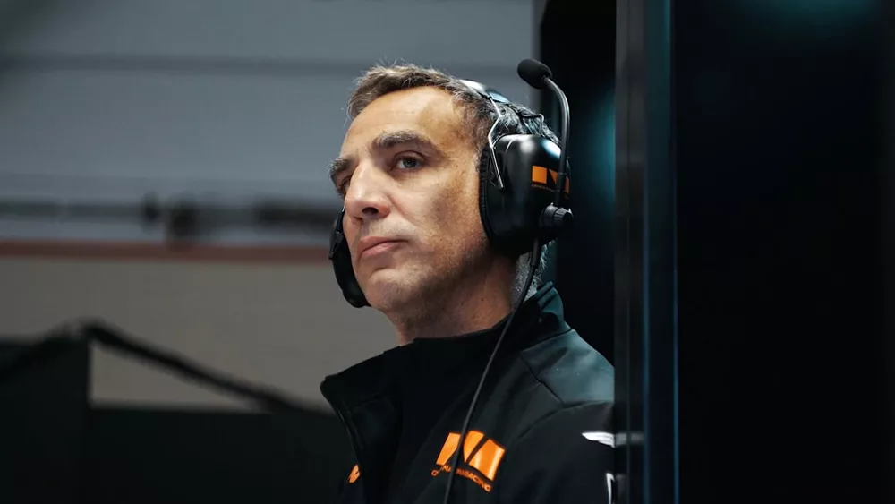 Close-up of Team Principal of Genesis Magma Racing, Cyril Abiteboul with headset on