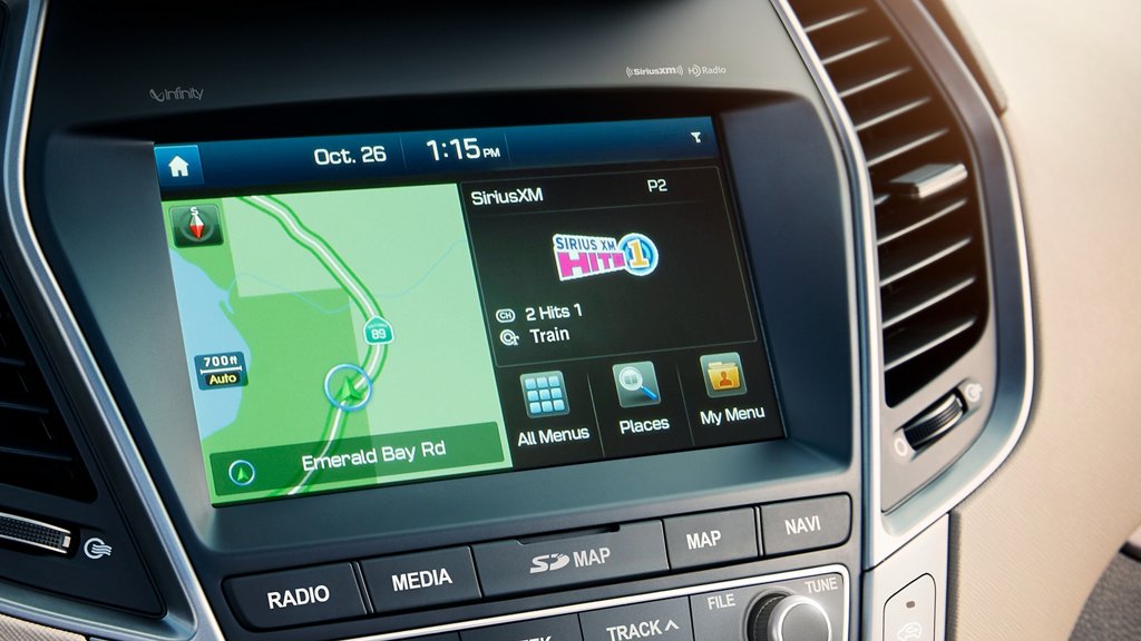 Open Slide 5, Console Screen showing navigation and SiriusXM interface