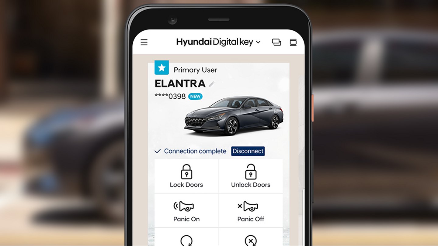 Hyundai Elantra digital key feature displayed on screen