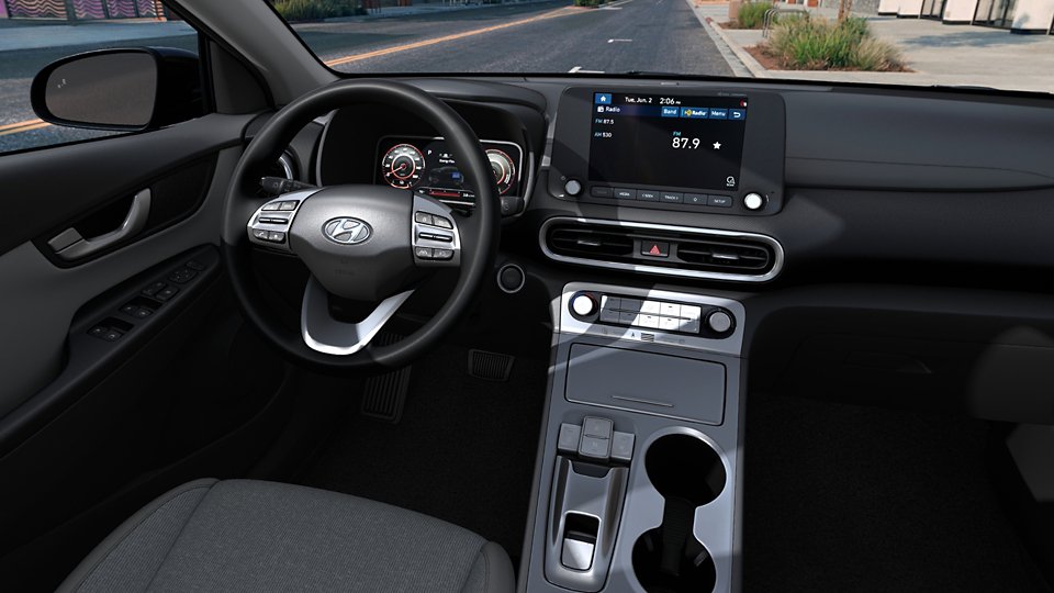 360 Interior Image of the 2022 KONA Electric SEL in Gray