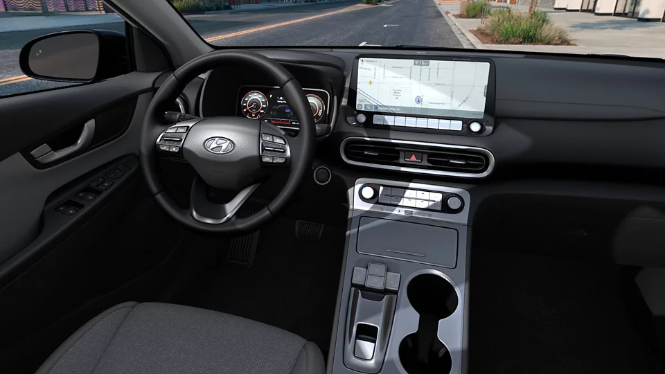360 Interior Image of the 2023 KONA Electric SEL in Gray