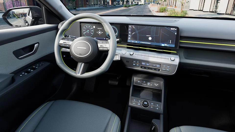 360 Interior Image of the 2024 KONA Electric  Limited in Sage Green