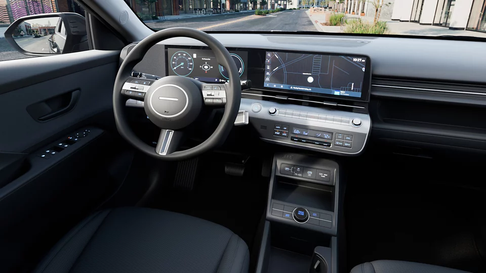 360 Interior Image of the 2024 KONA Electric SE in Black