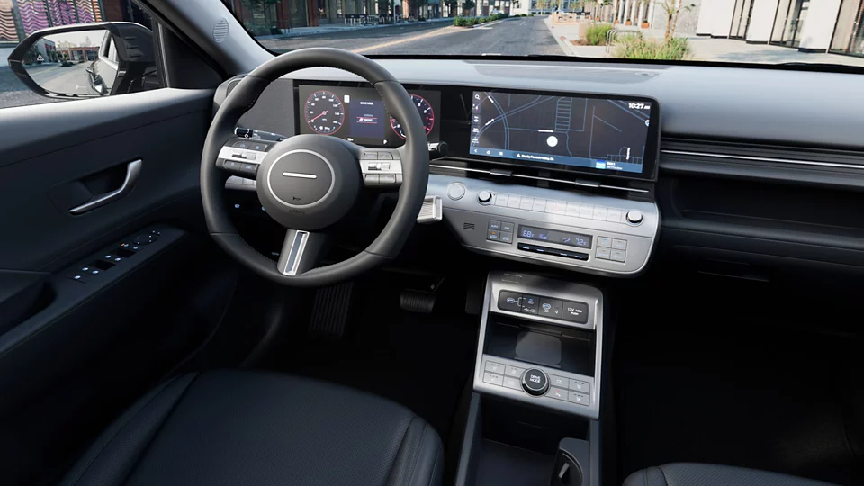 360 Interior Image of the 2024 KONA Limited in Black