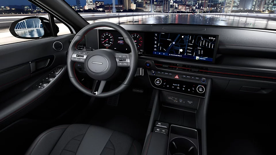 360 Interior Image of the 2024 SONATA N Line in Black