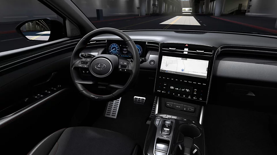 360 Interior Image of the 2024 TUCSON Hybrid N Line in Black