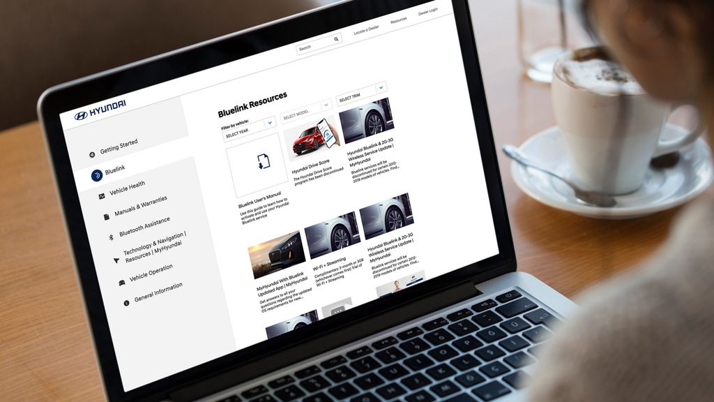 Laptop showing Bluelink User Manual and Resources