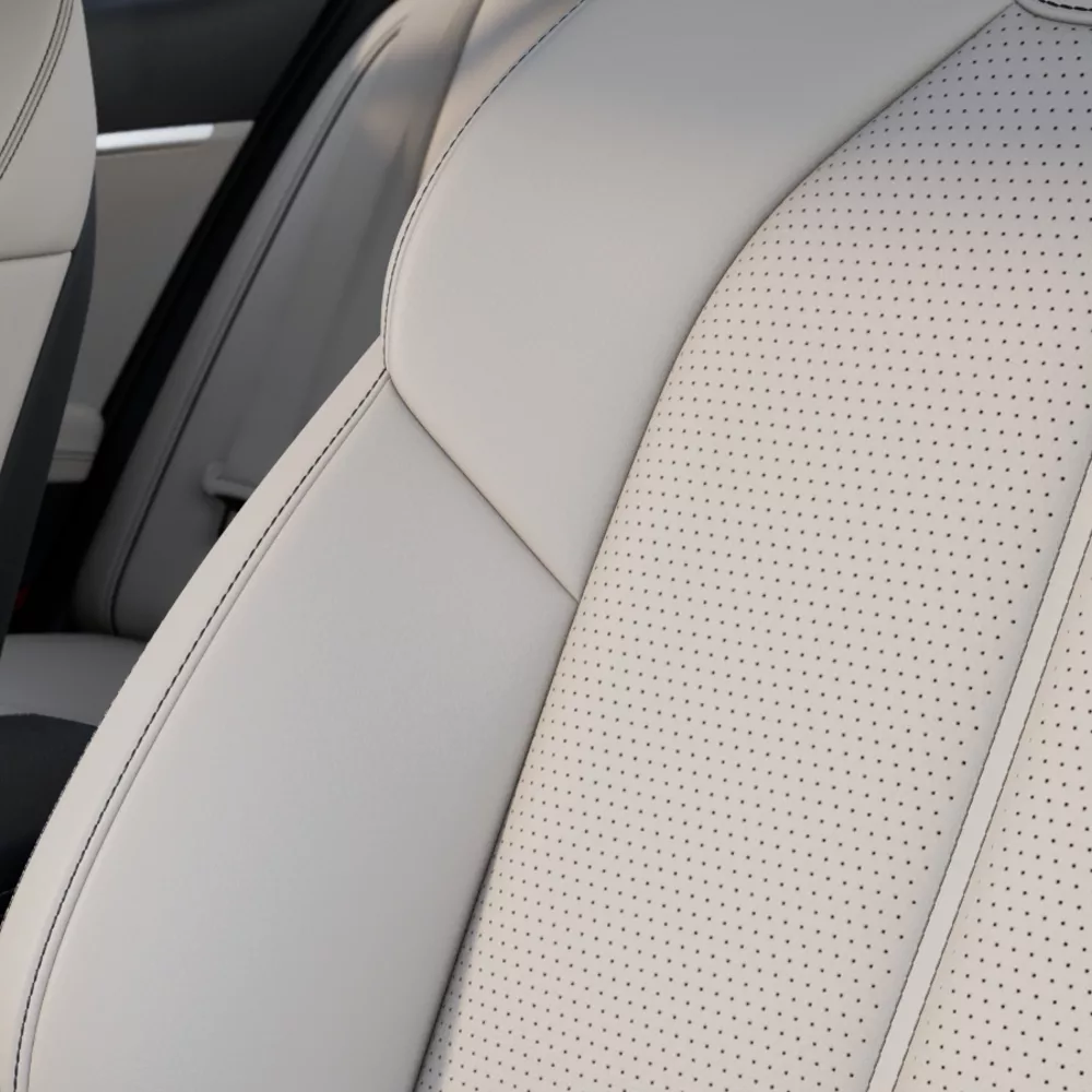 Genesis G70 配置 Fog Gray 前座的內飾特寫照