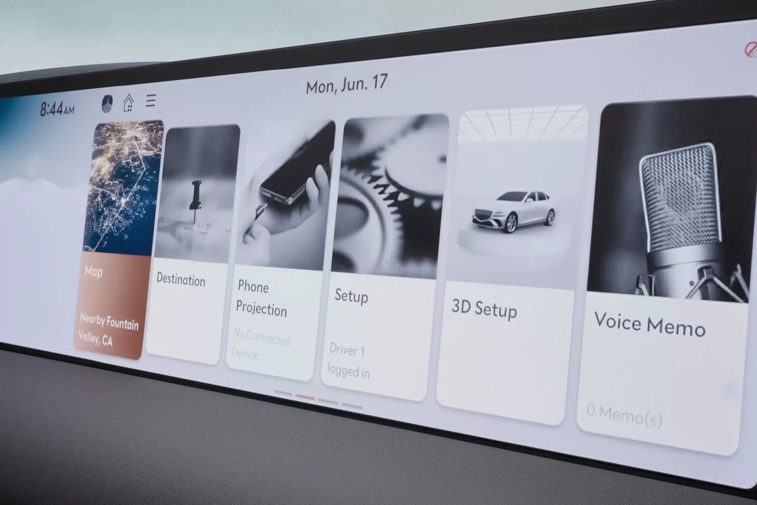 Close-up of Genesis G80 infotainment screen showing driver profiles and customization options