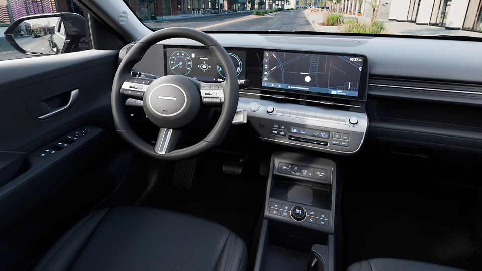 360 Interior Image of the 2025 KONA Electric Limited in Black