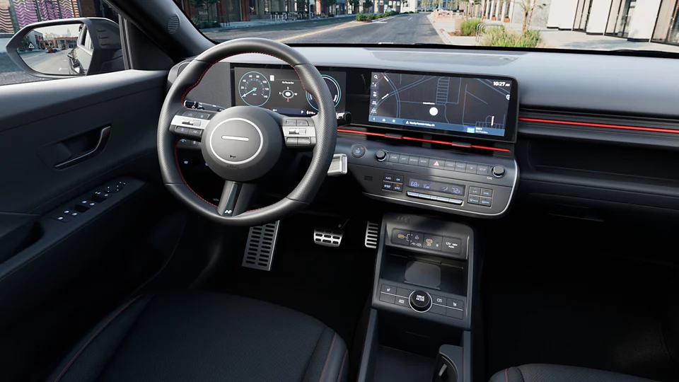 360 Interior Image of the 2025 KONA Electric N-Line in Black