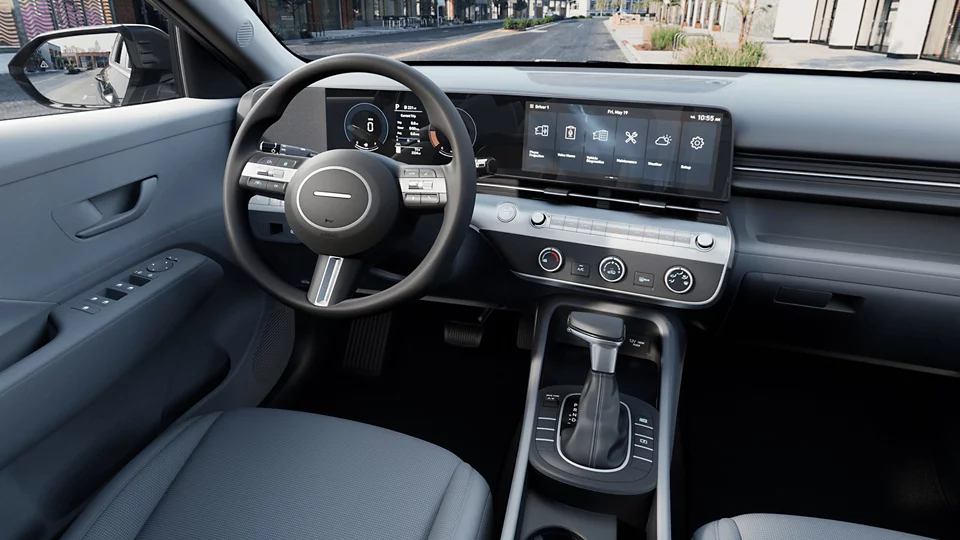 360 Interior Image of the 2025 KONA  SE in Gray