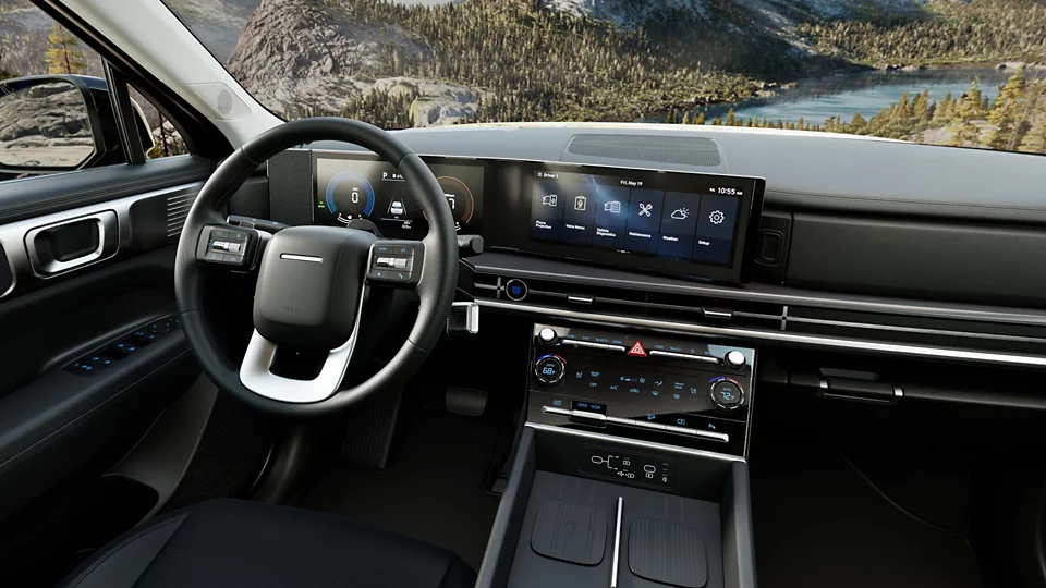 360 Interior Image of the 2025 SANTA FE Hybrid SEL in Black