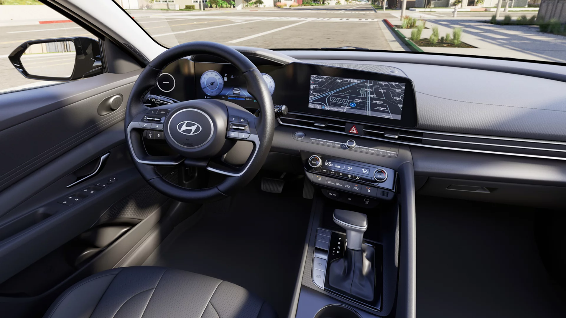 Hyundai official 2026 Elantra Limited interior showing the factory dashboard and center touchscreen