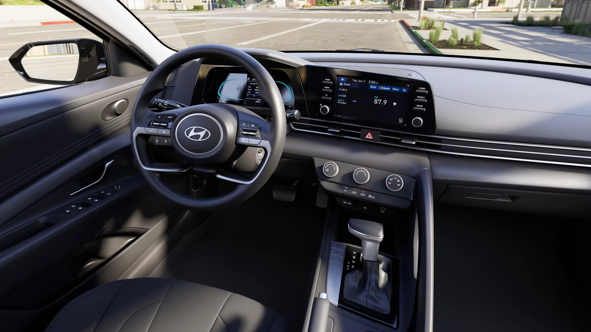 Hyundai official 2026 Elantra SE interior showing the factory dashboard and center touchscreen