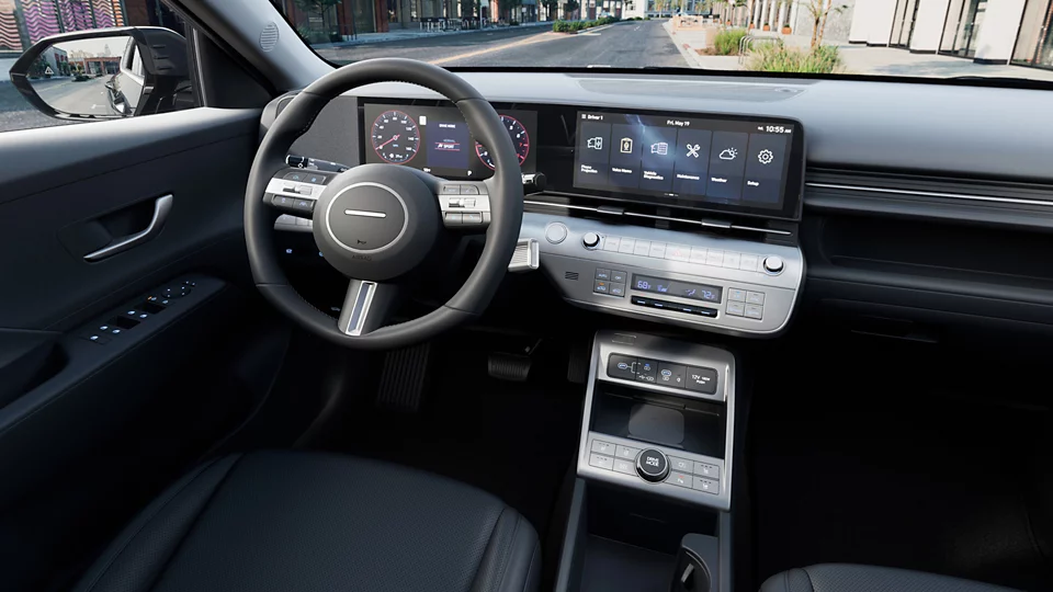 360 Interior Image of the 2026 KONA Limited in Black