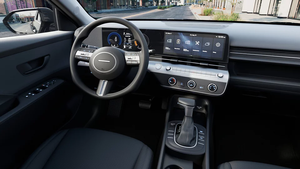 360 Interior Image of the 2026 KONA SE in Black