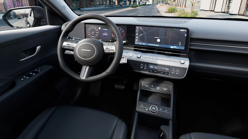 360 Interior Image of the 2026 KONA SEL Premium in Black