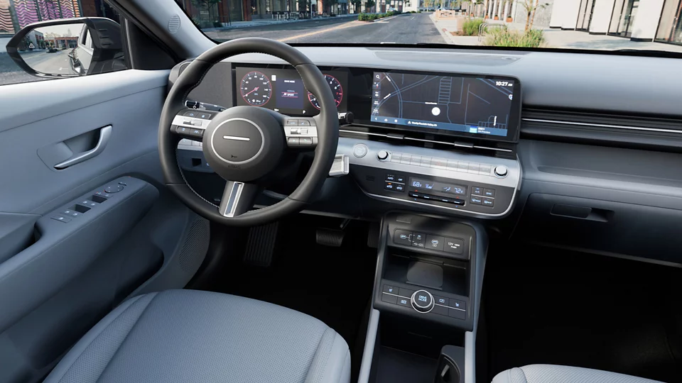 360 Interior Image of the 2026 KONA  SEL Premium in Gray
