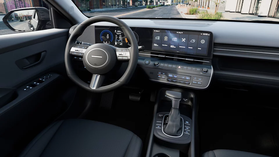 360 Interior Image of the 2026 KONA SEL Sport in Black