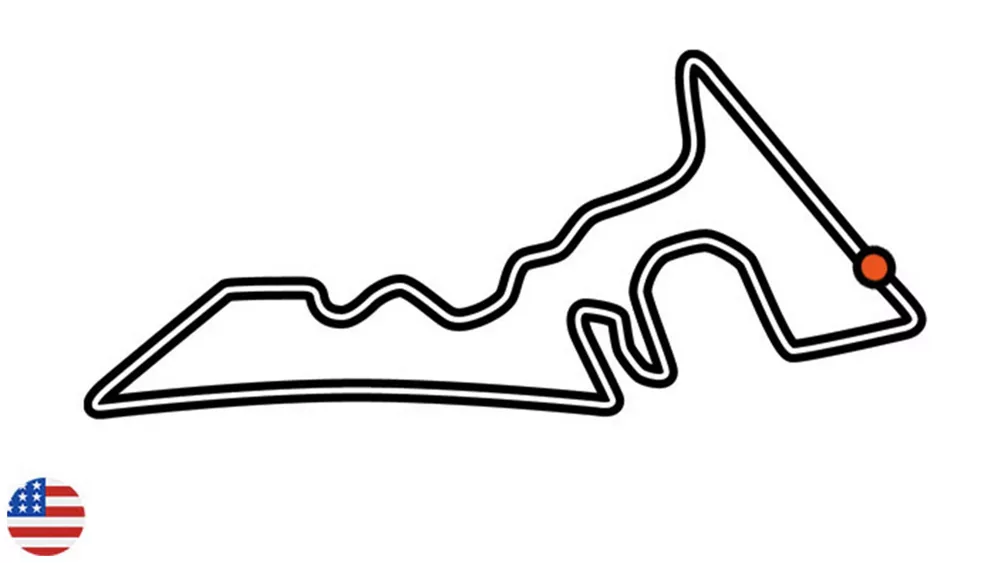 Map of the Circuit of The Americas race track in Austin, Texas