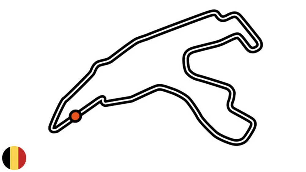 Map of the Circuit de Spa-Francorchamp race track in Stavelot, Belgium