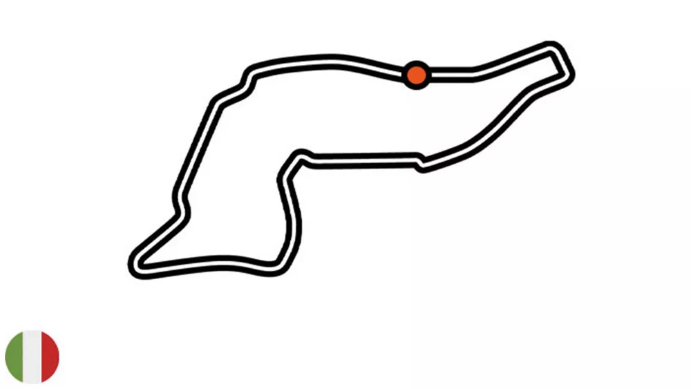 Map of the Autodromo Internazionale Enzo e Dino Ferrari race track in Imola, Italy
