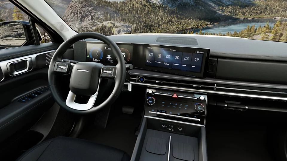 360 Interior Image of the 2026 SANTA FE Hybrid SE in Black
